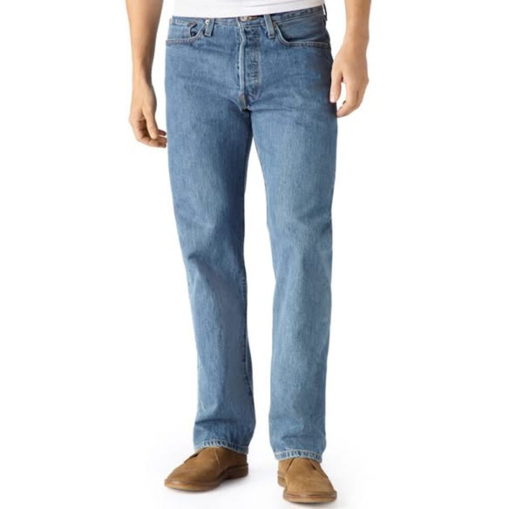 Levi's 501 Men's Blue Straight Button Fly 100% COTTON Western Jeans Size 38x34